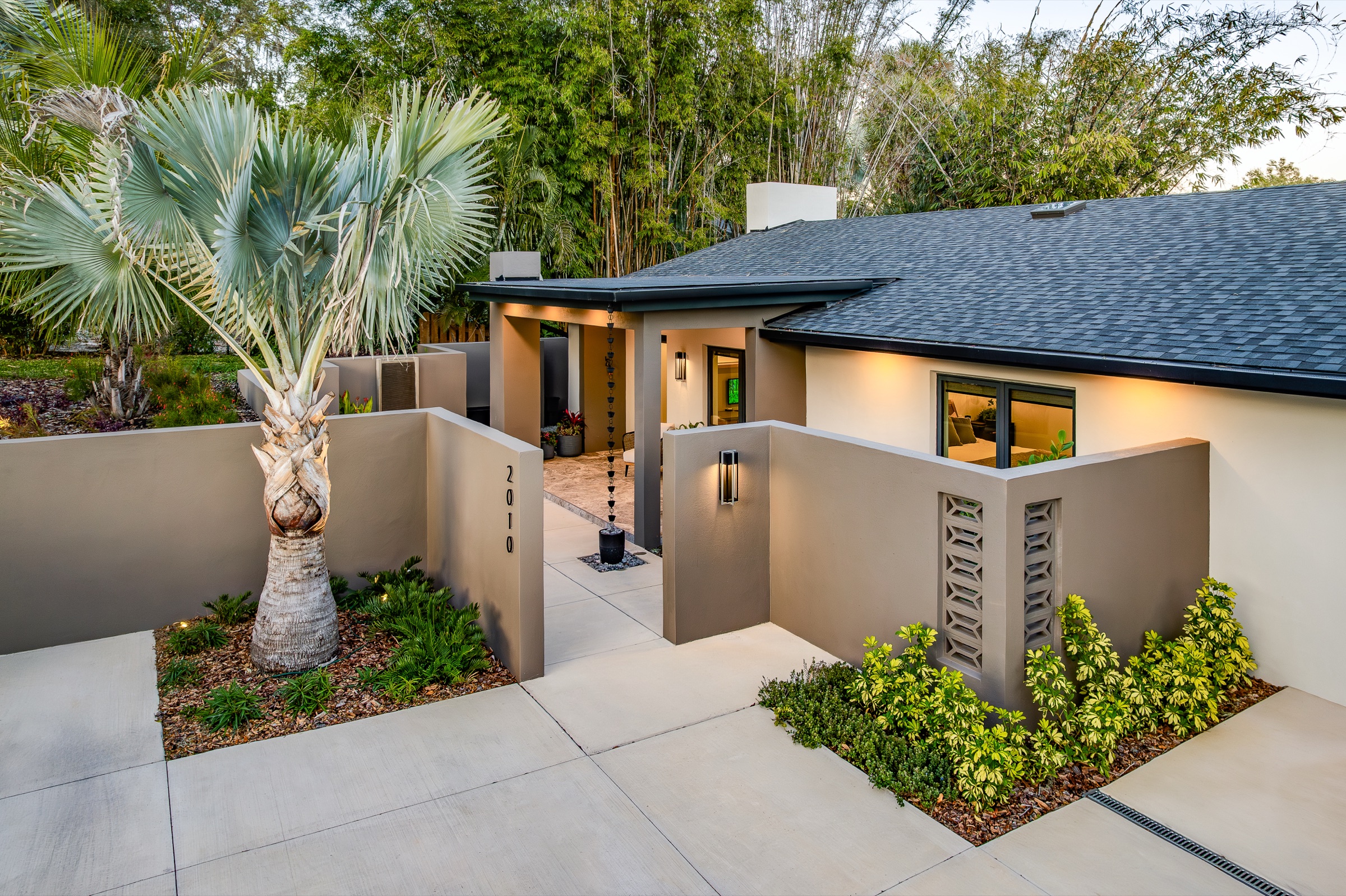 Residential Hillside courtyard and architectural entry